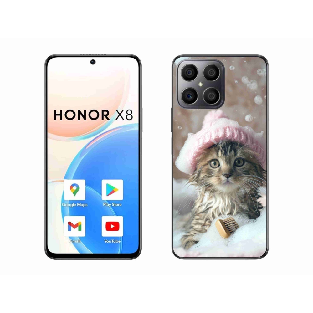 Gél borítás mmCase a Honor X8-hoz - cica és fürdő