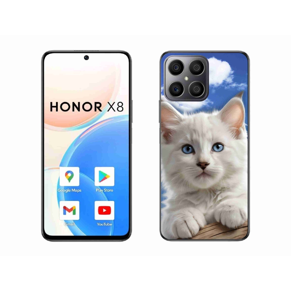 Gél borító mmCase a Honor X8-hoz - cica és felhők