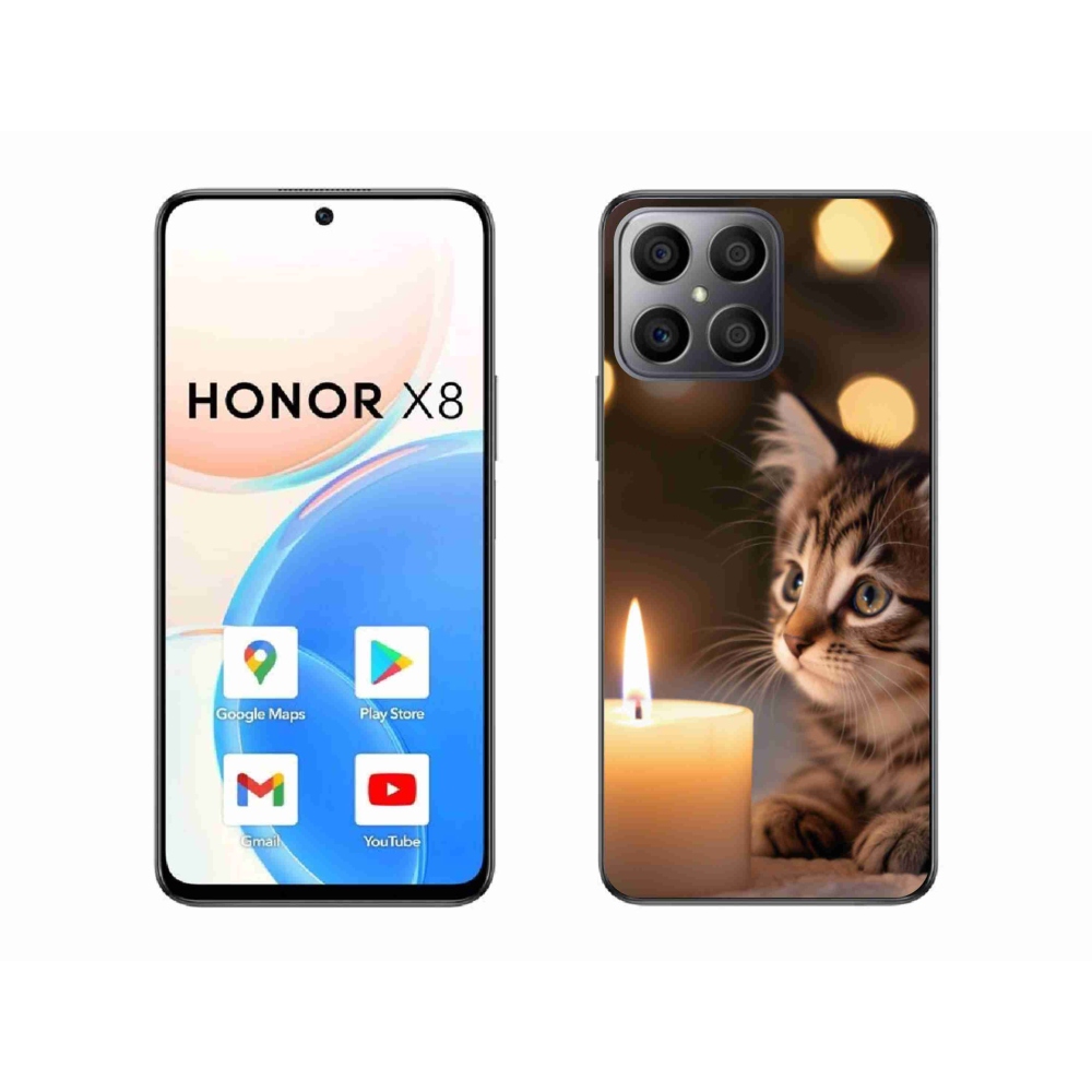 Gél borítás mmCase a Honor X8-hoz - cica és gyertya