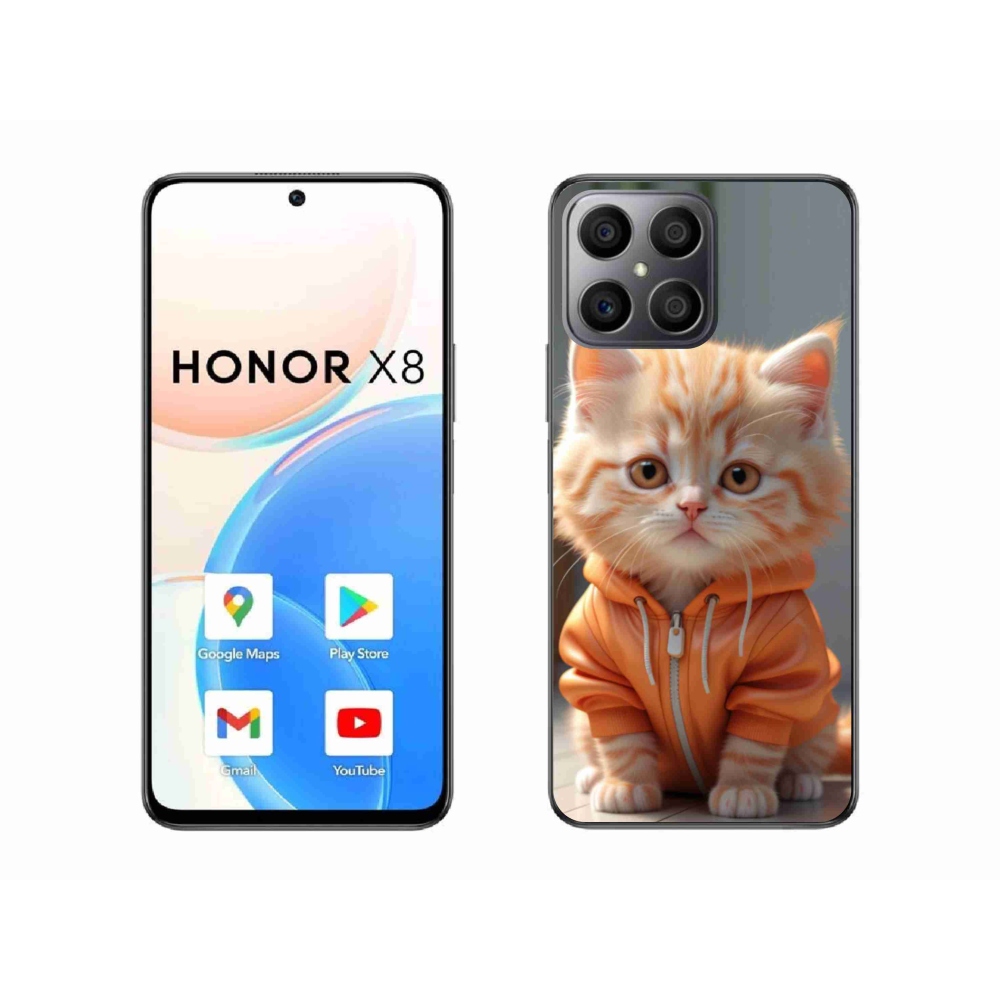 Gél borítás mmCase a Honor X8-hoz - cica egy melegítőben