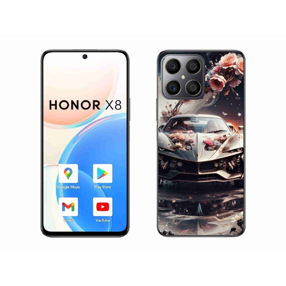 Gél borítás mmCase a Honor X8-hoz - virágos sportkocsihoz