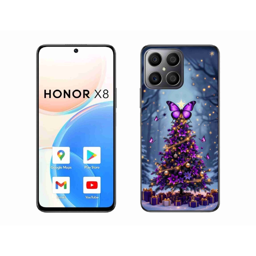 Gél borítás mmCase a Honor X8-hoz - pillangó karácsonyfa