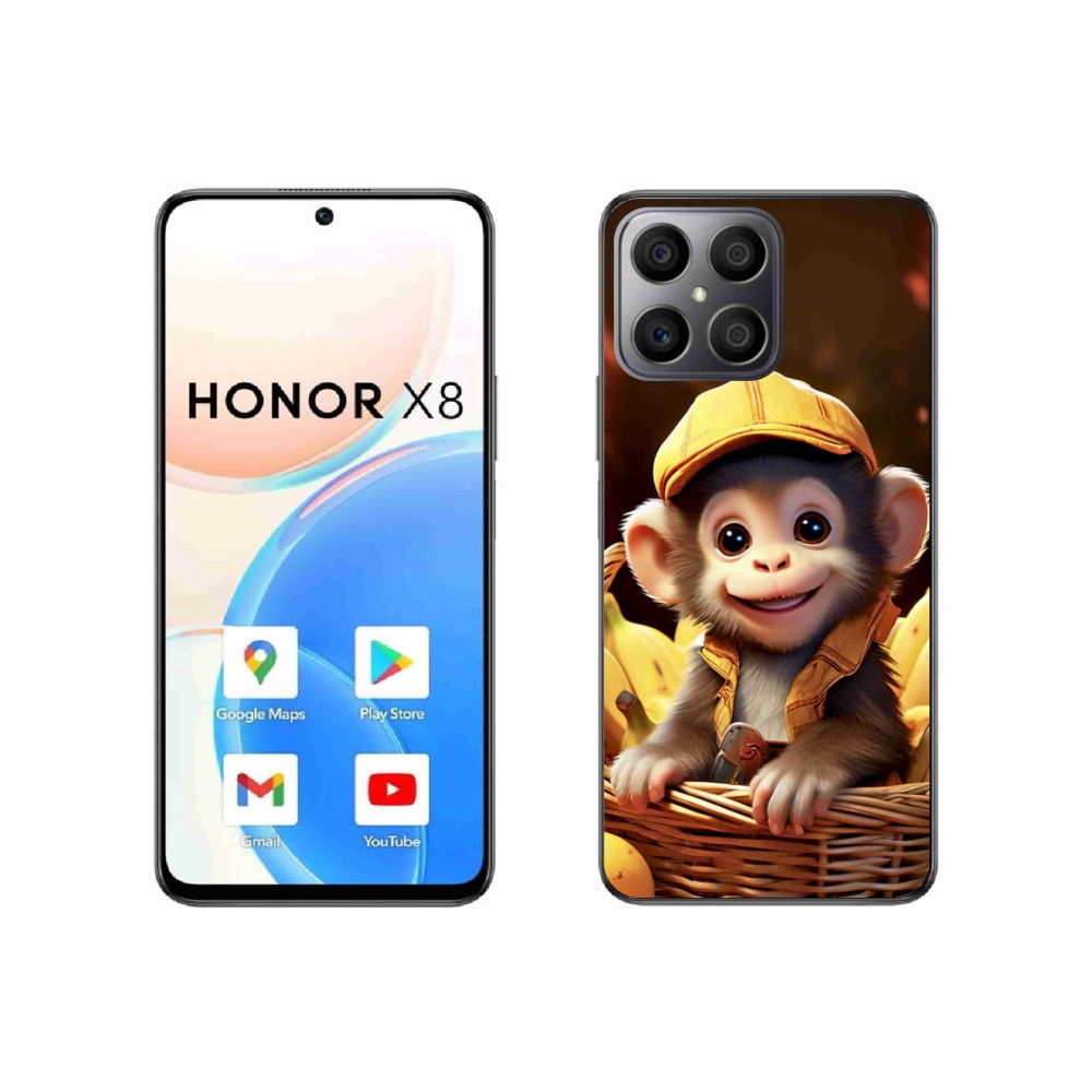 Zselés borító mmCase a Honor X8-hoz - majom a kosárban