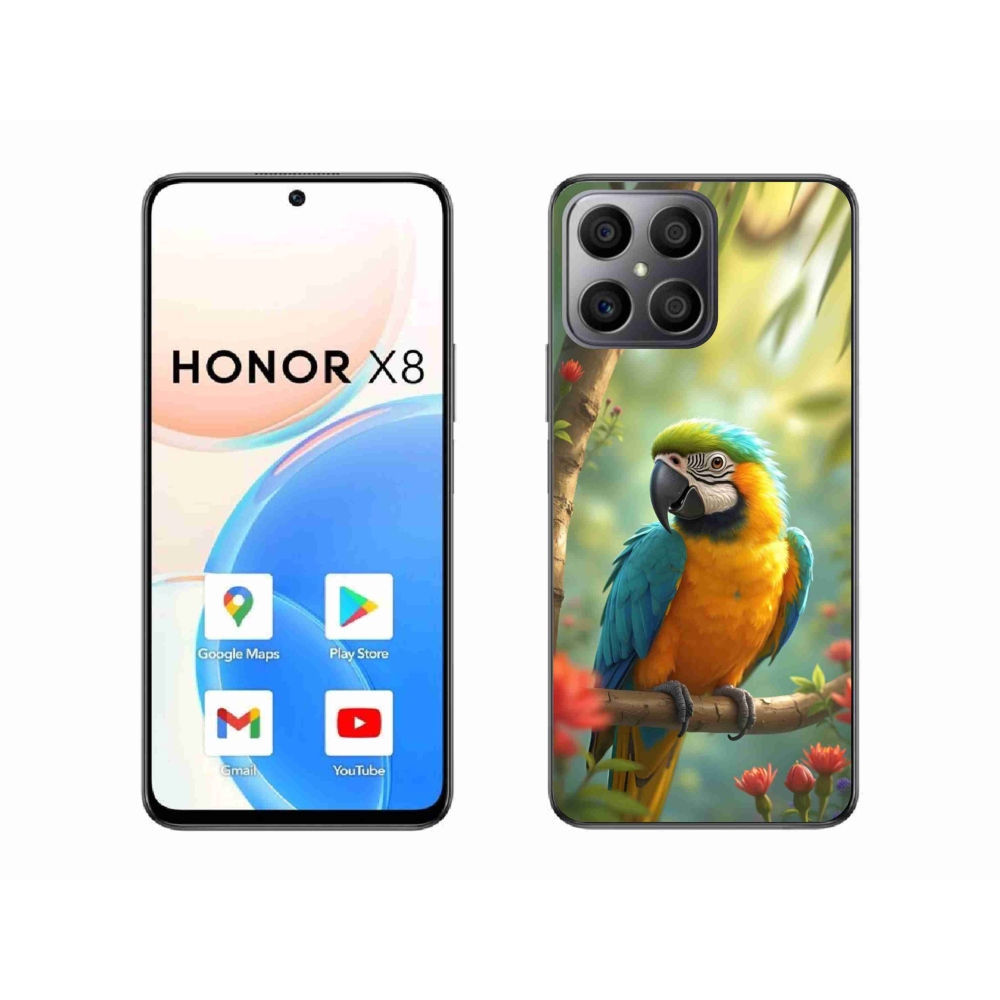 Zselés borítás mmCase Honor X8-hoz - papagáj ara kék és sárga