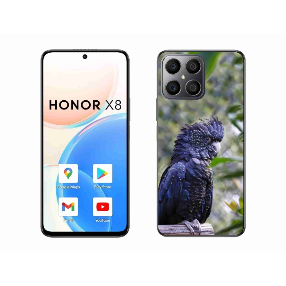 Zselés borítás mmCase a Honor X8-hoz - papagáj kakadu fekete