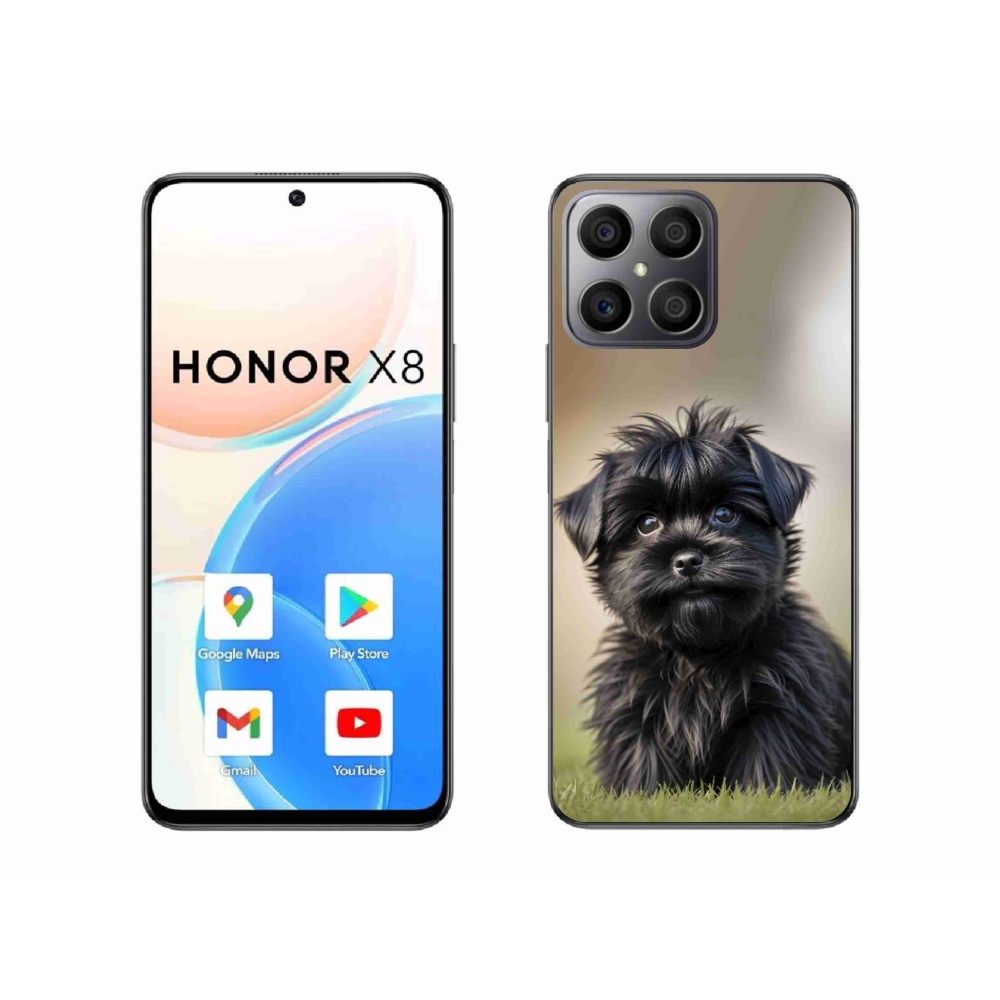 Gél borítás mmCase a Honor X8-hoz - aranyos fekete kutya