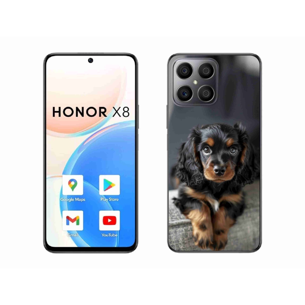 Gél borítás mmCase a Honor X8-hoz - aranyos hosszú szőrű tacskó