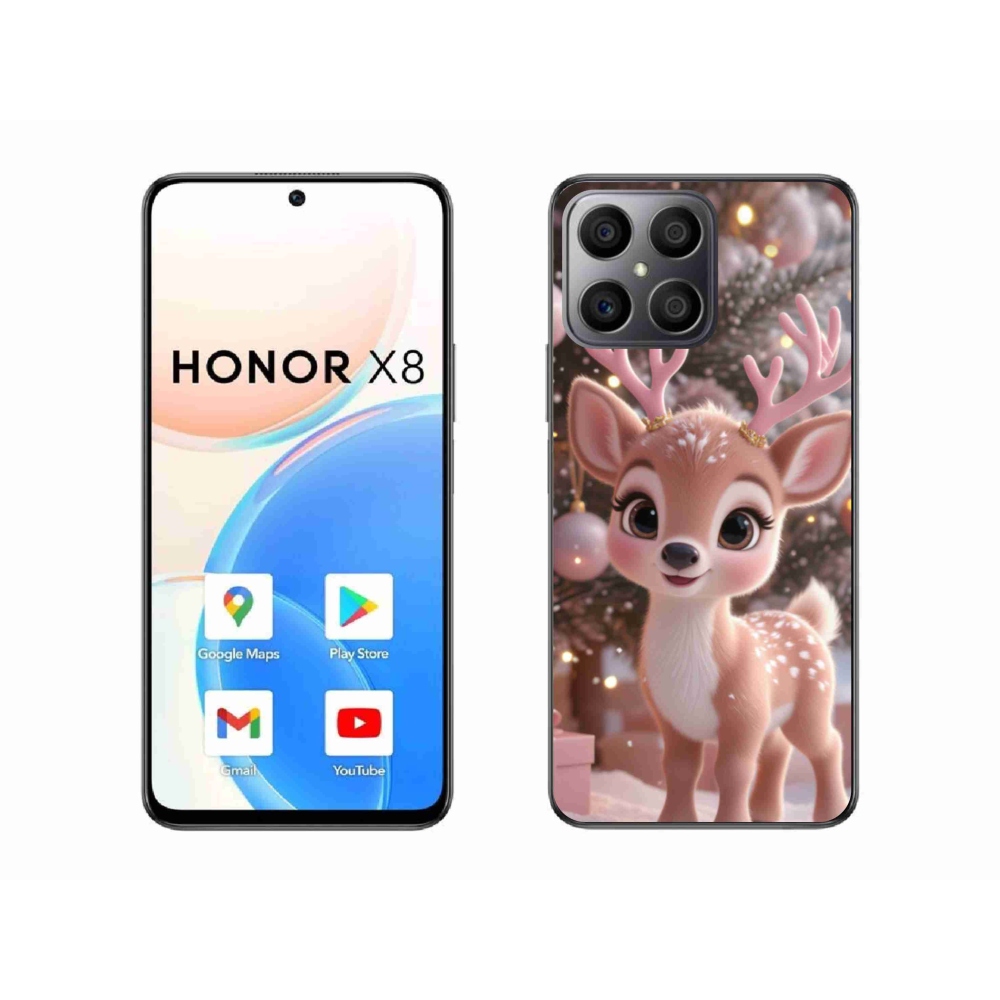 Zselés borítás mmCase a Honor X8-hoz - aranyos rénszarvas