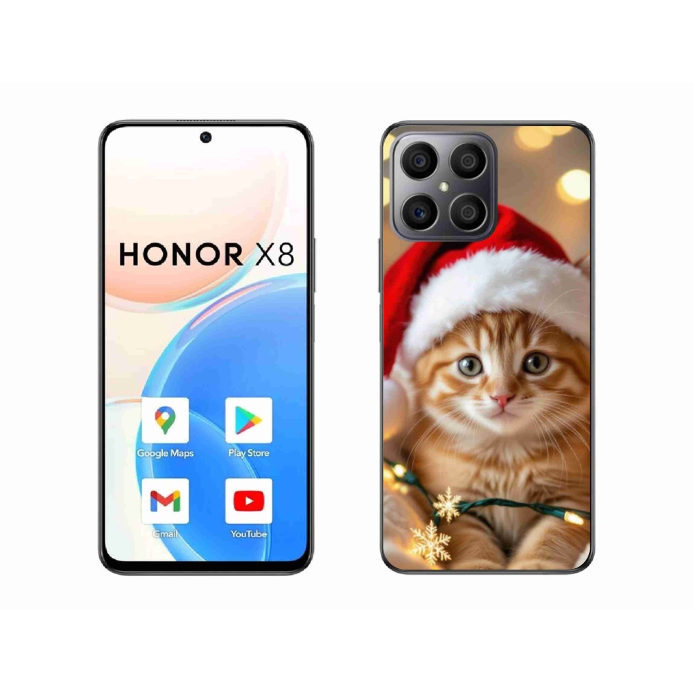 Gél borítás mmCase a Honor X8-hoz - Karácsonyi cica