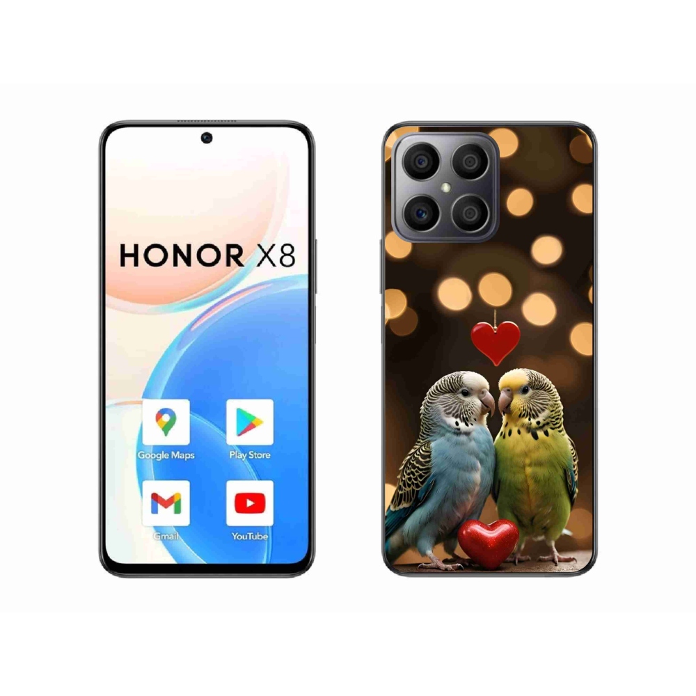 Gél borítás mmCase a Honor X8-hoz - szerelmes papagájok