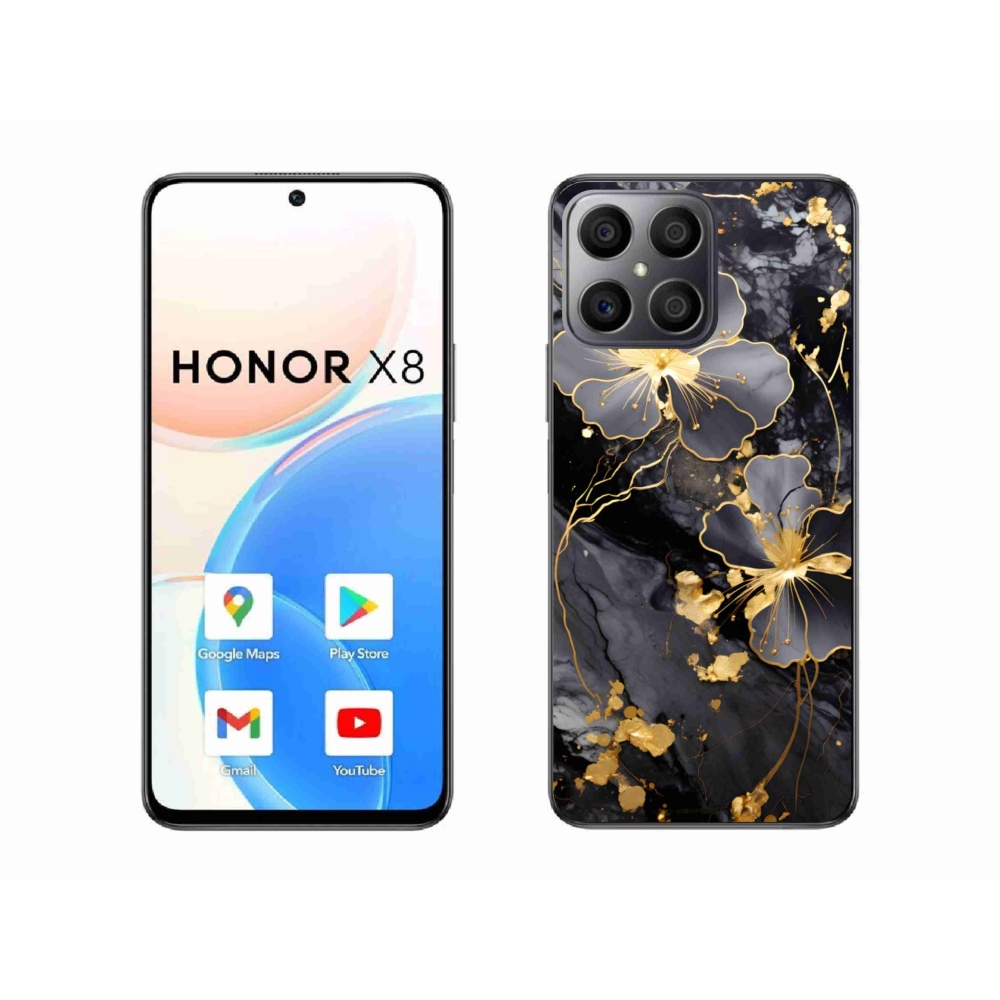 Zselés borítás mmCase a Honor X8-hoz - arany virágok