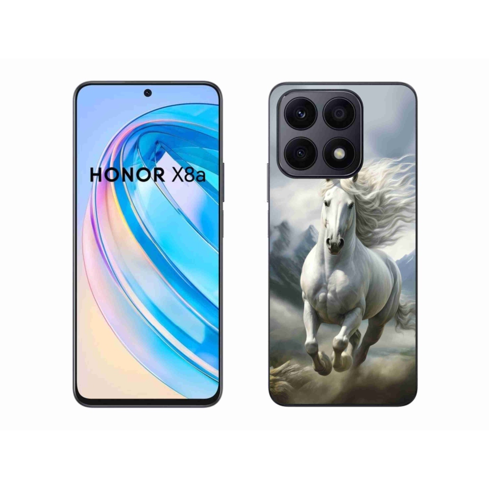 Zselés borítás mmCase a Honor X8a számára - futó fehér ló 3