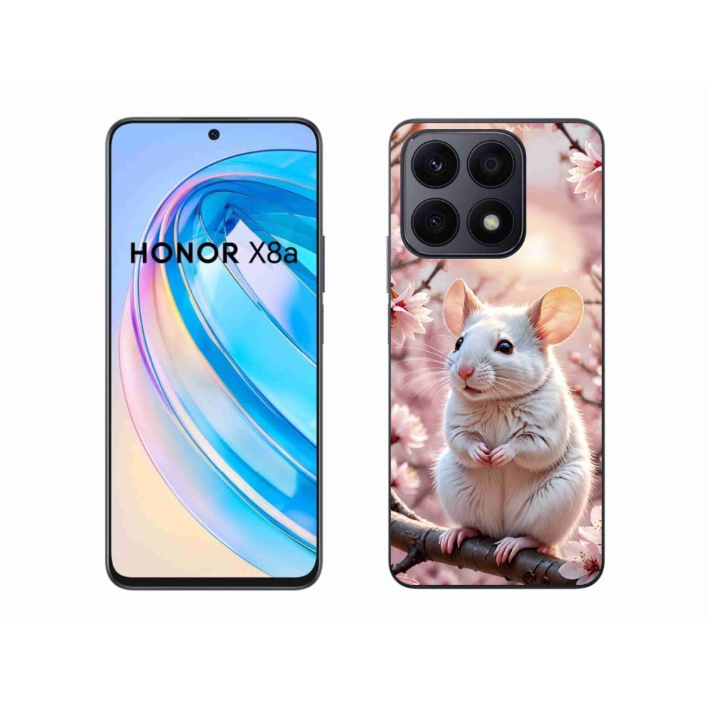Zselés borító mmCase a Honor X8a számára - fehér egér az ágon