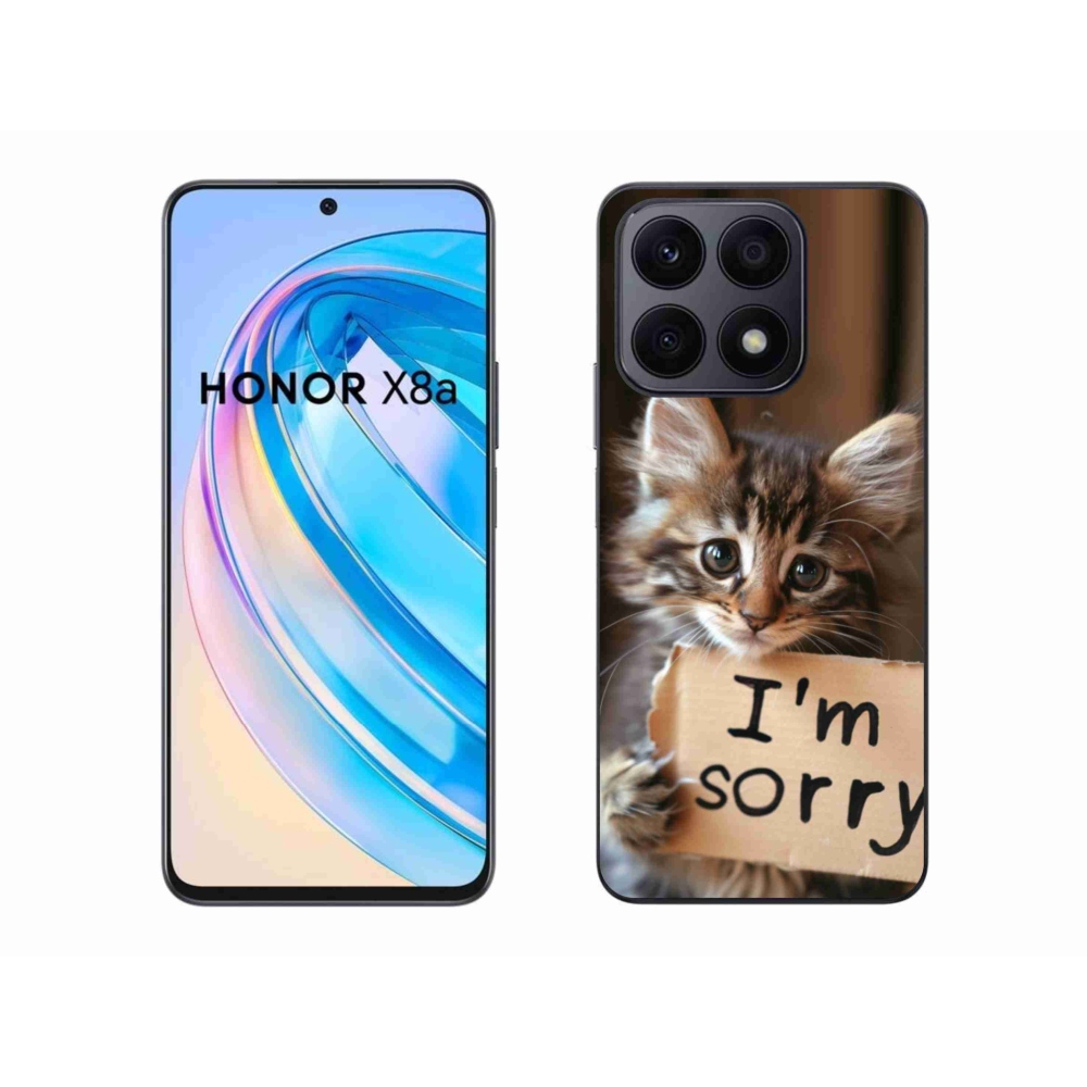 Zselés borítás mmCase a Honor X8a számára - macska bocsánatkérése