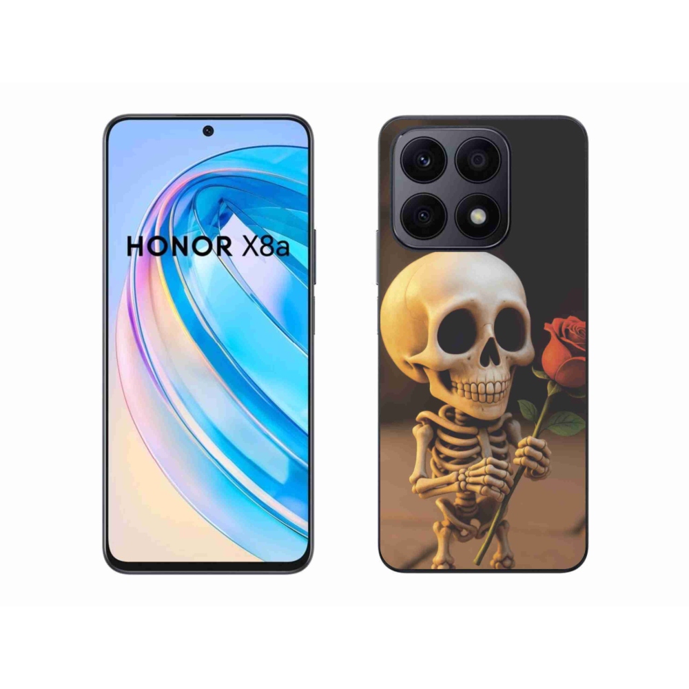 Zselés borítás mmCase a Honor X8a számára - csontváz rózsával