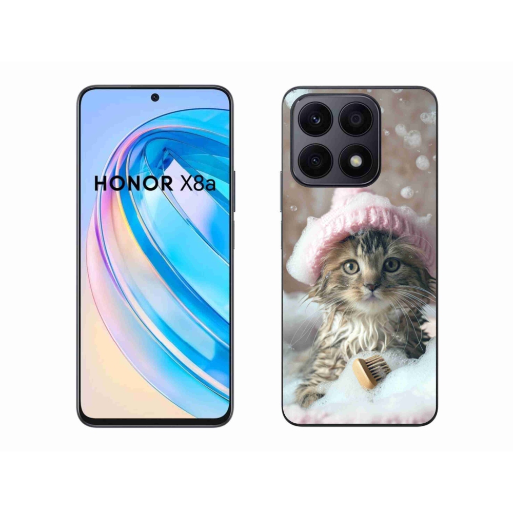 Zselés borítás mmCase a Honor X8a számára - cica és fürdés