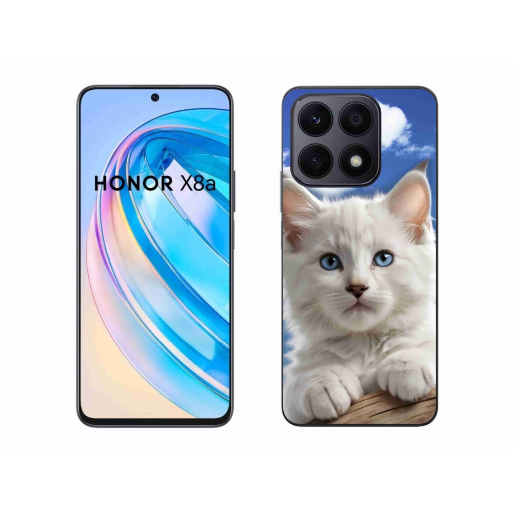 Gél borítás mmCase a Honor X8a számára - cica és felhők