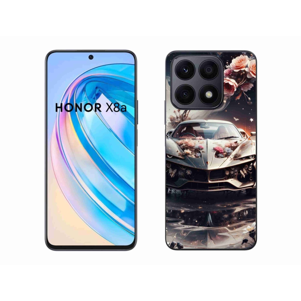 Gél borítás mmCase a Honor X8a számára - virágos sportkocsi