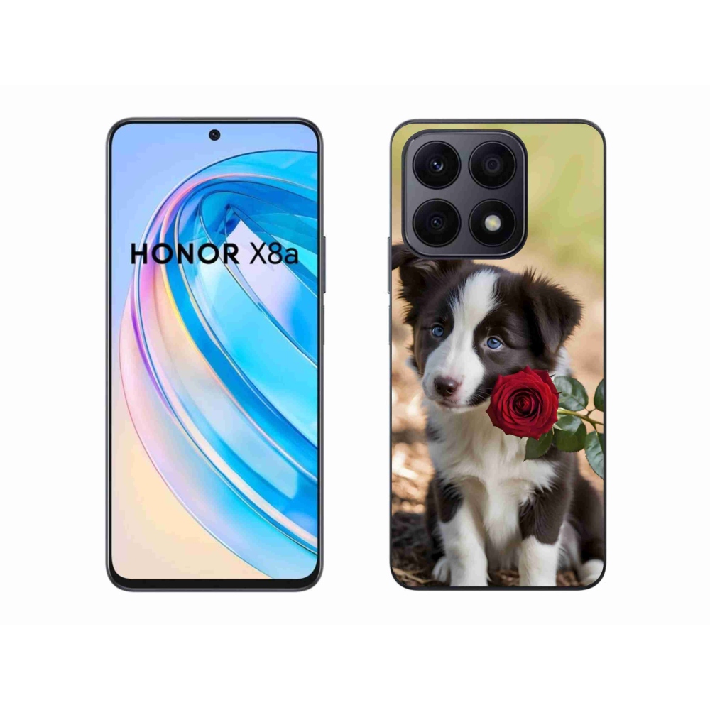 Gél borító mmCase a Honor X8a számára - aranyos border collie rózsával