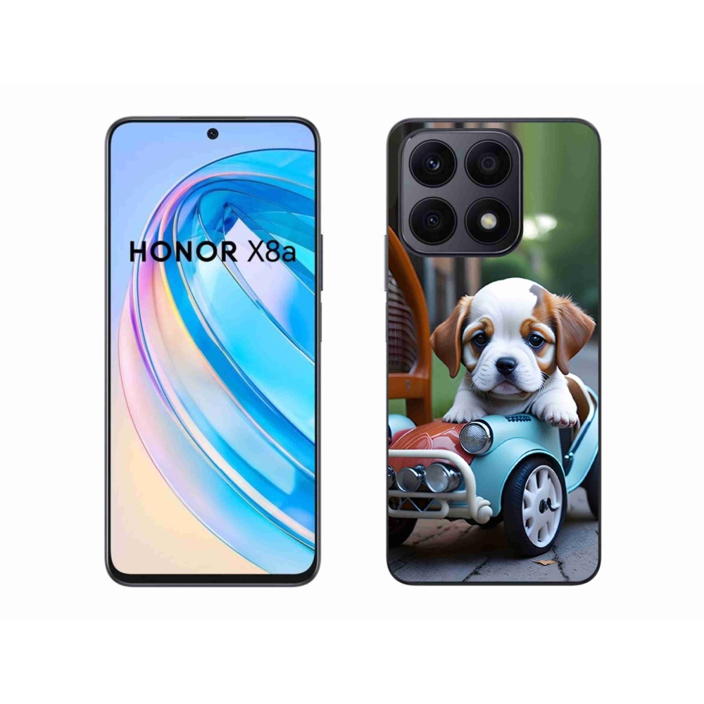 Gél borítás mmCase a Honor X8a számára - kiskutya retro autóban