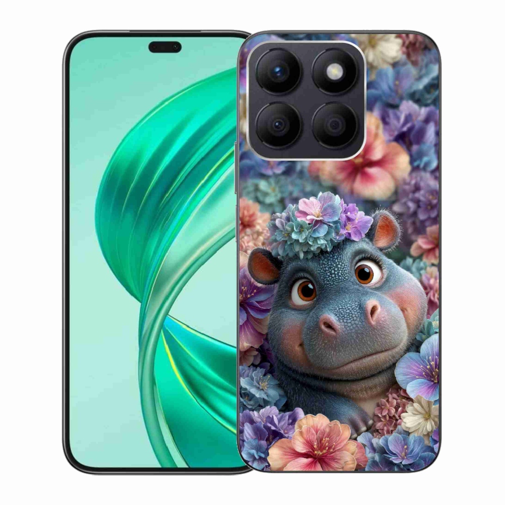 mmCase géltok az Honor X8b-hez – virágokkal díszített kis víziló