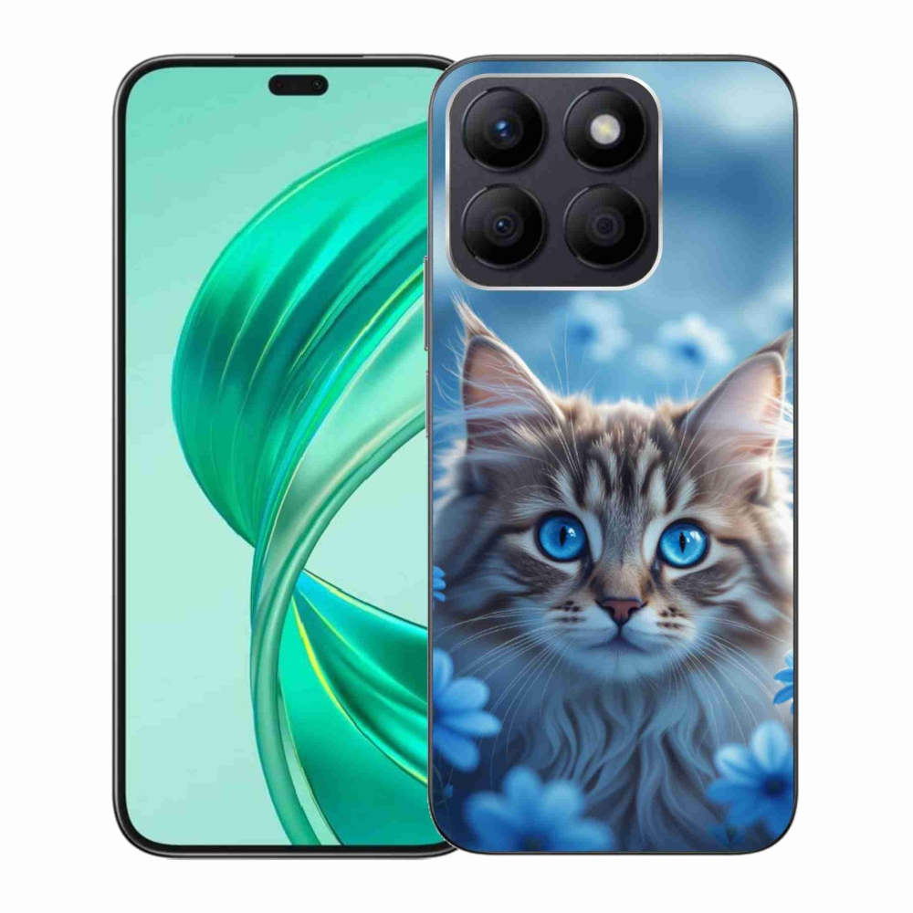mmCase gél tok az Honor X8b-hez – kiscica kék virágok között