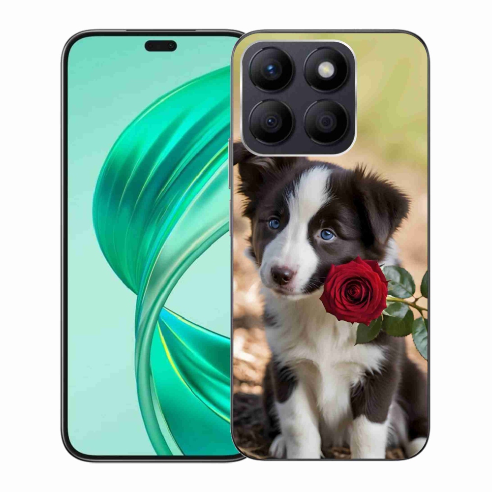 mmCase gél tok az Honor X8b-hez – aranyos border collie rózsával