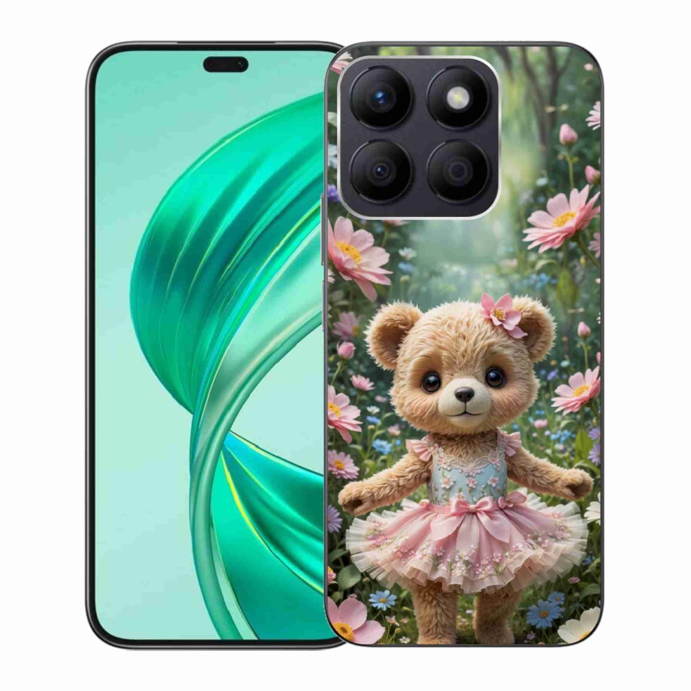 mmCase gél tok az Honor X8b-hez – aranyos mackó virágok között