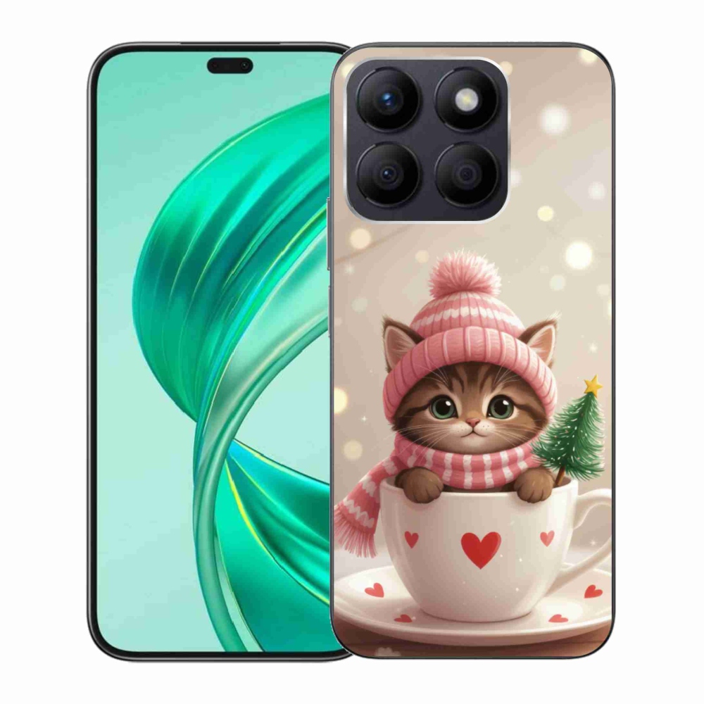 mmCase gél tok az Honor X8b-hez – karácsonyi cica egy csészében