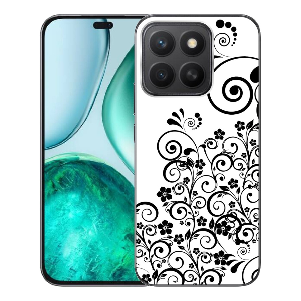 mmCase gél tok az Honor X8c-hez – fekete-fehér virágminták
