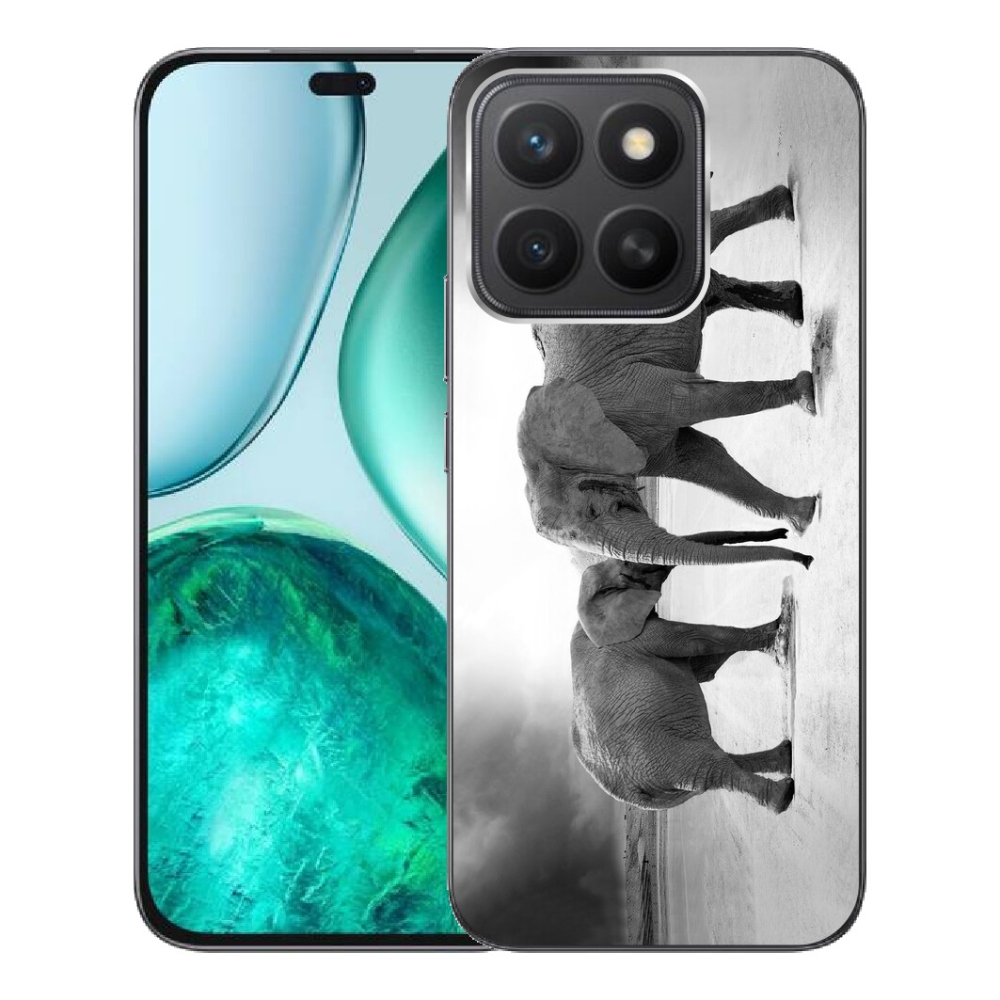 mmCase gél tok az Honor X8c-hez – fekete-fehér elefántok