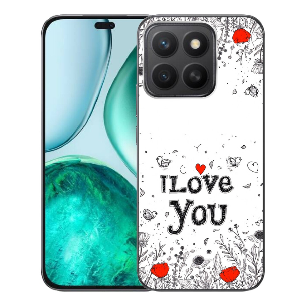 mmCase géltok az Honor X8c-hez – „I love you” fehér háttérrel