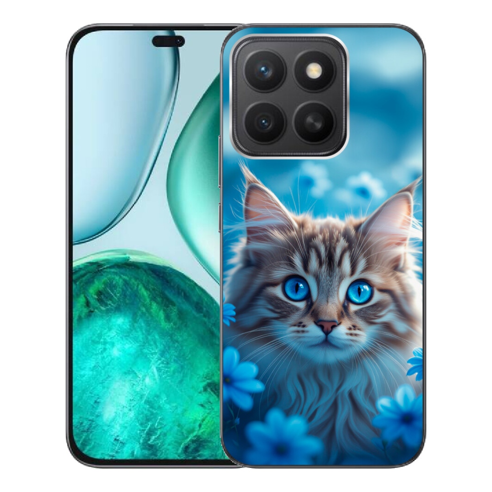 mmCase gél tok az Honor X8c-hez – kiscica kék virágokkal