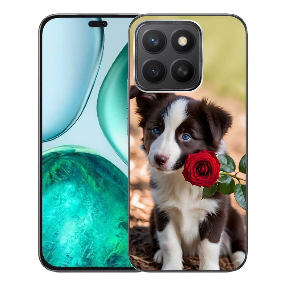 mmCase gél tok az Honor X8c-hez – aranyos border collie rózsával
