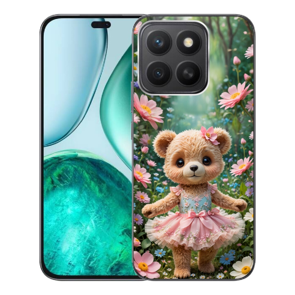 mmCase gél tok az Honor X8c-hez – aranyos mackó virágok között