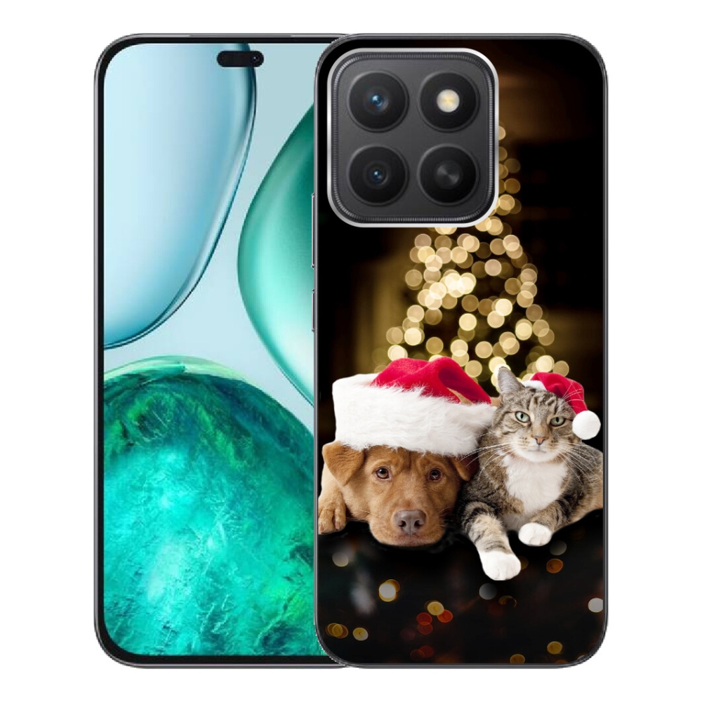 mmCase gél tok az Honor X8c-hez – karácsonyi kutya és macska