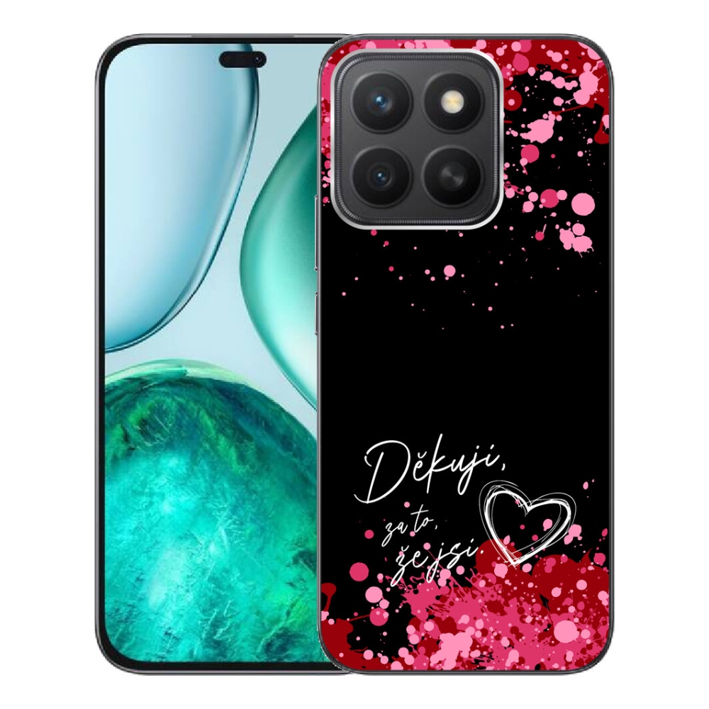 mmCase gél tok az Honor X8c-hez – „In Love” felirat, fekete háttér, 2-es változat