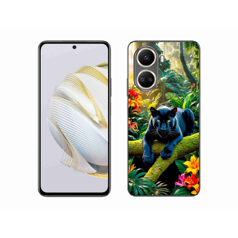 Gél borítás mmCase a Huawei Nova 10 SE-hez - fekete párduc a dzsungelben