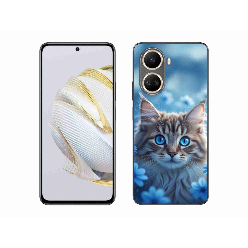 mmCase gél tok a Huawei Nova 10 SE-hez – kiscica kék virágokkal