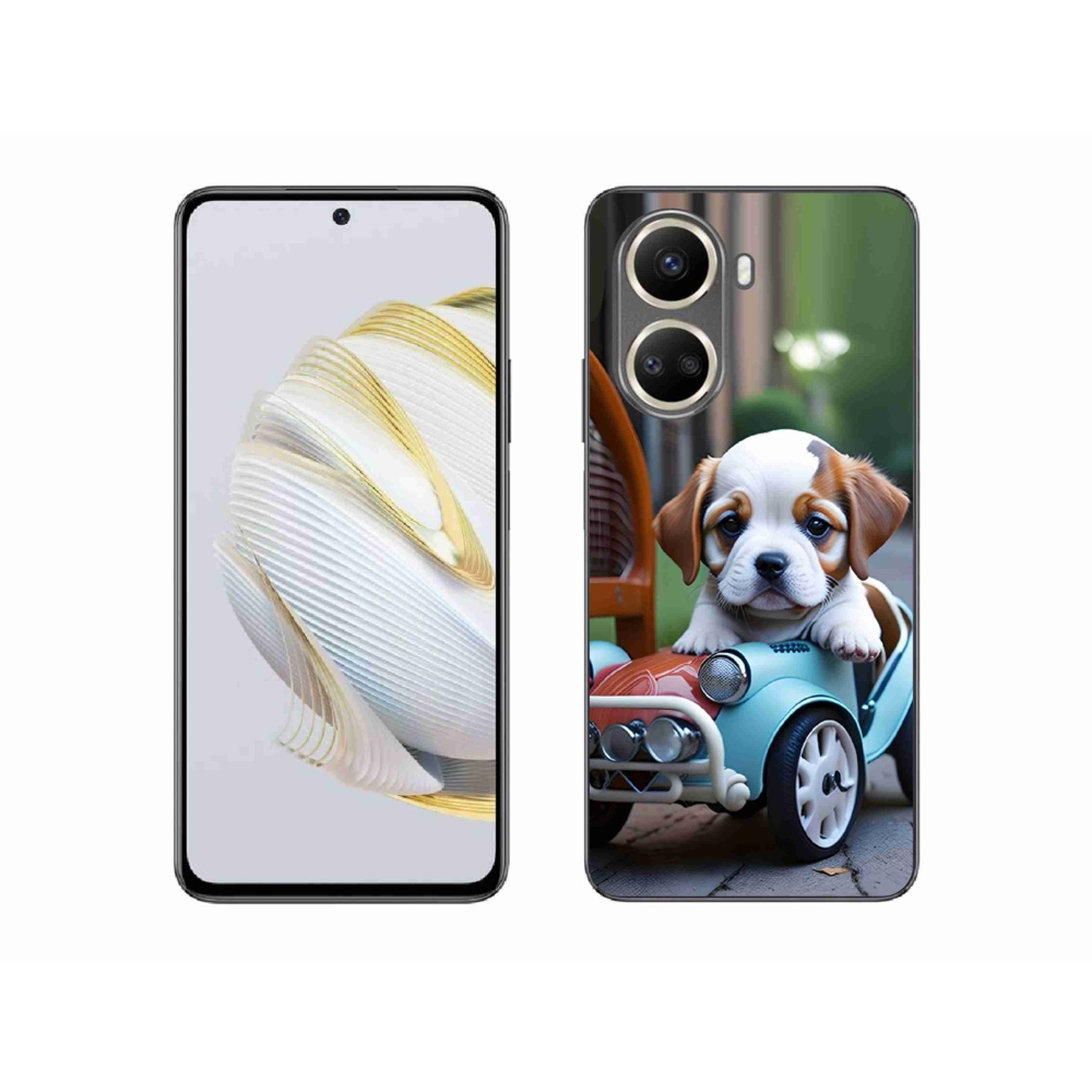 mmCase gélhuzat a Huawei Nova 10 SE-hez – kiskutya retro autóban