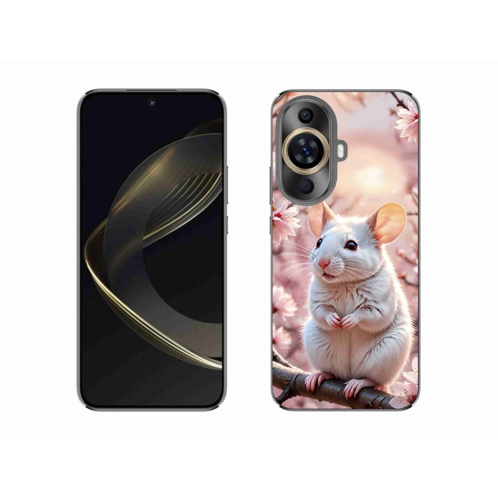 Gél borító mmCase a Huawei Nova 11 készülékhez - fehér egér az ágon