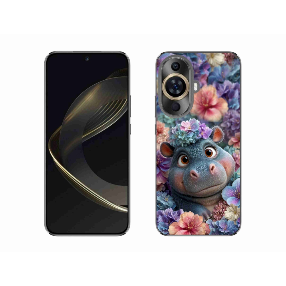 Gél borító mmCase a Huawei Nova 11 készülékhez - víziló virágokban