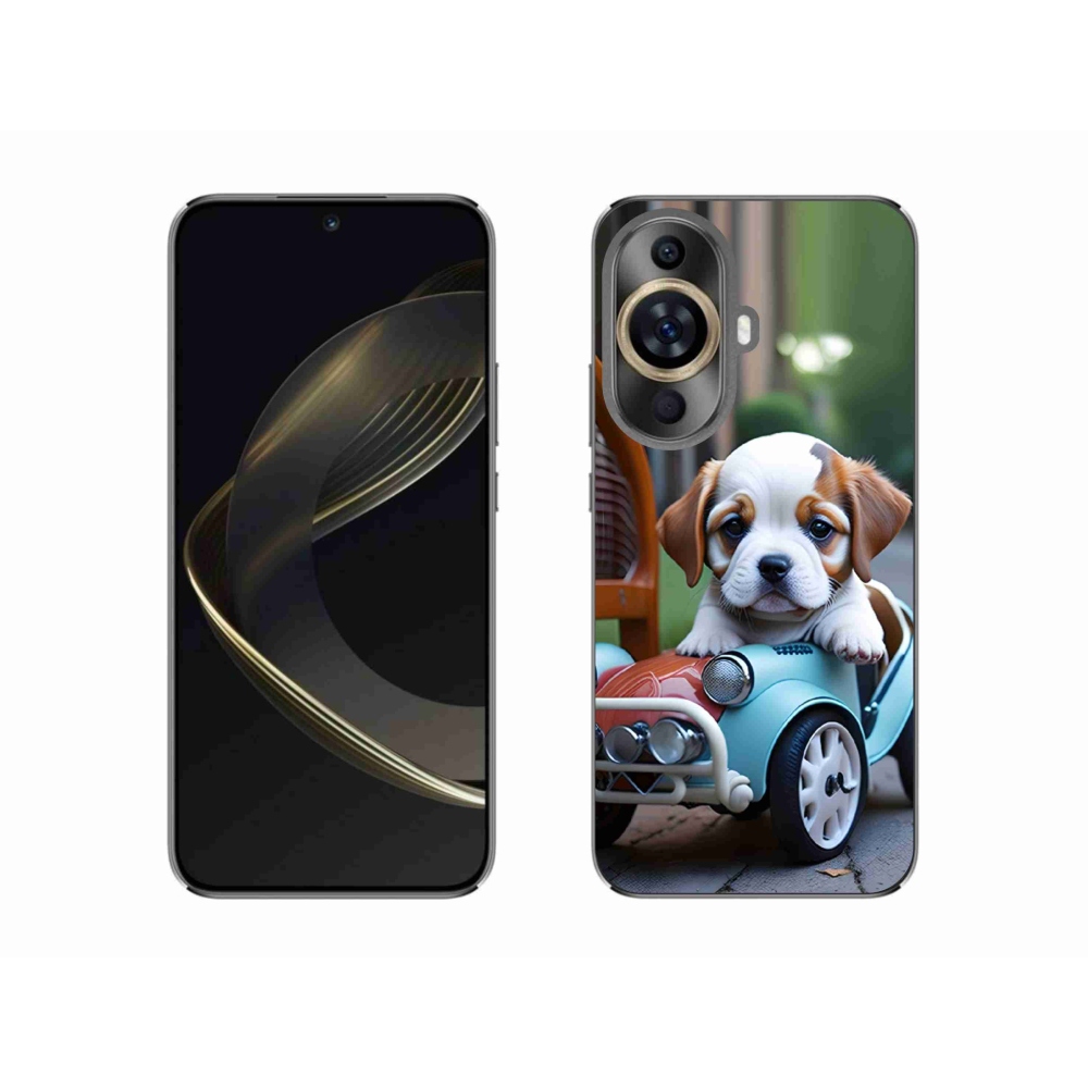 Gél borítás mmCase a Huawei Nova 11-hez - kiskutya retro autóban