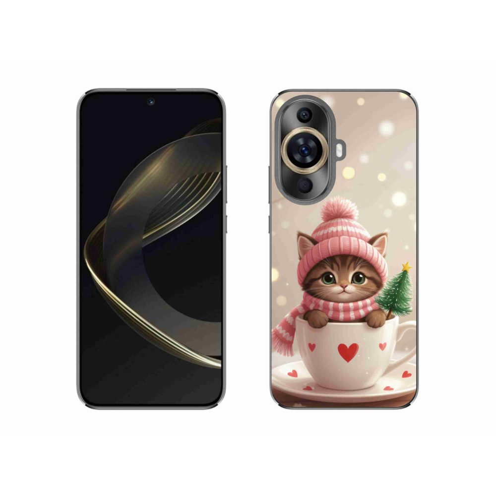 Gél borítás mmCase a Huawei Nova 11-hez - Karácsonyi cica egy csészében