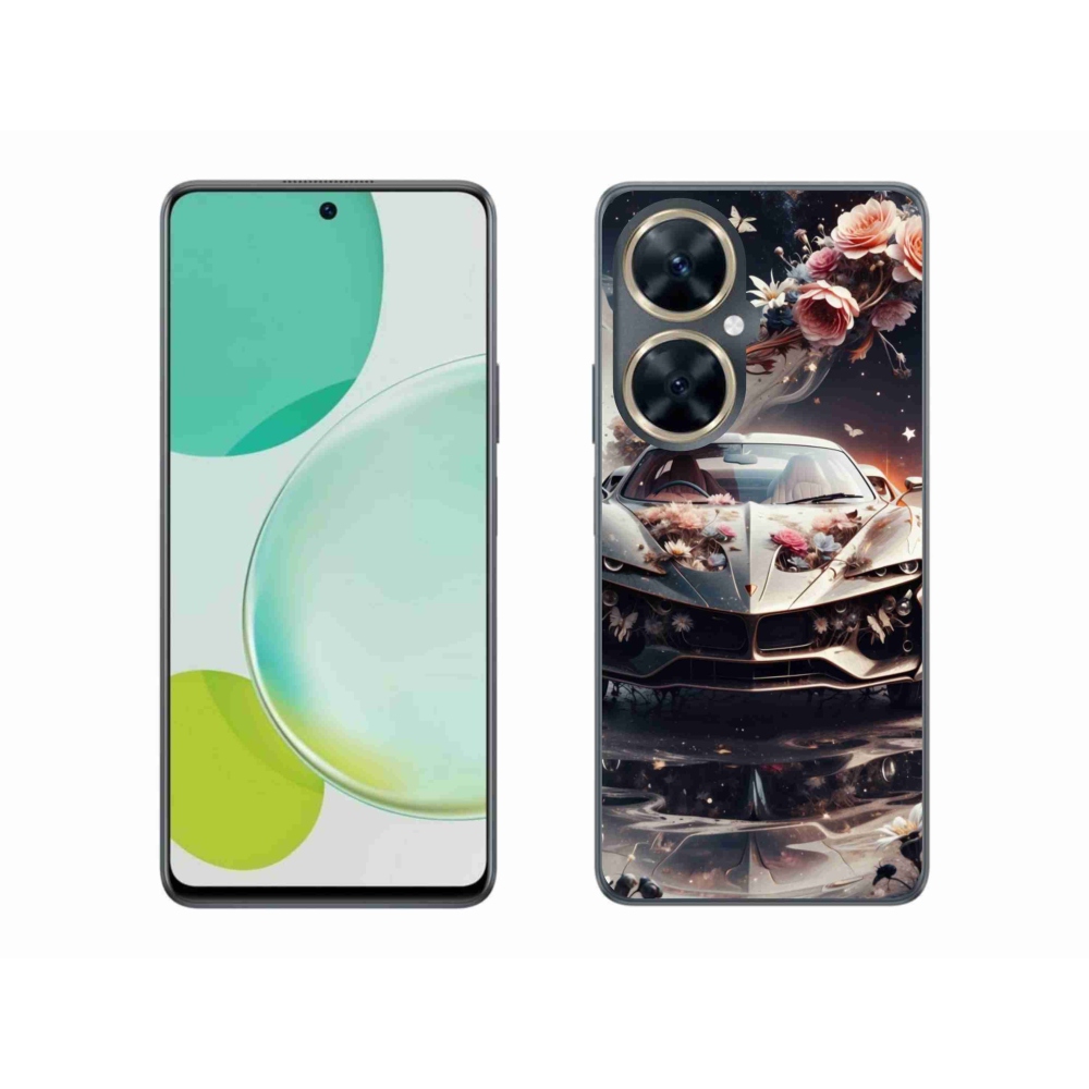 Gél borítás mmCase a Huawei Nova 11i - virágos sportkocsira