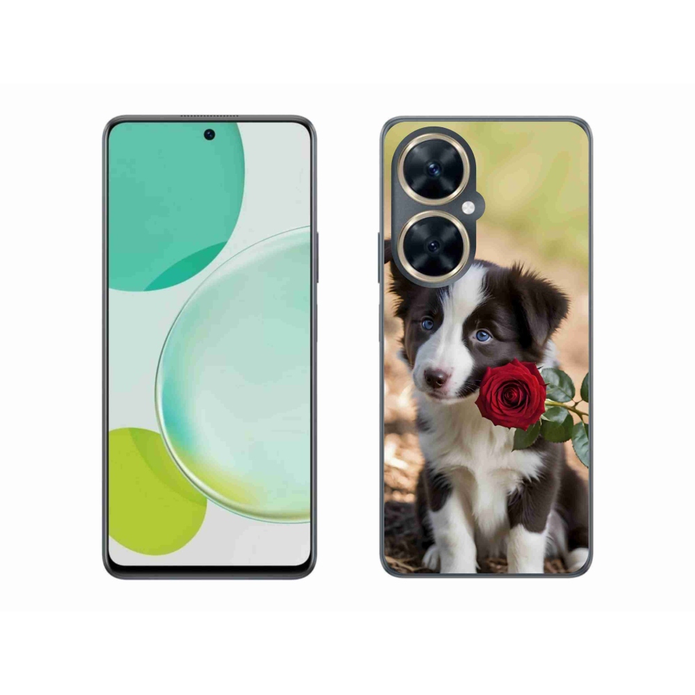 Gél borító mmCase a Huawei Nova 11i készülékhez - aranyos border collie rózsával
