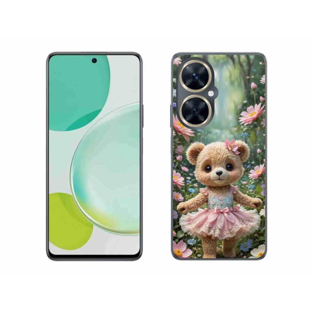 mmCase gél tok a Huawei Nova 11i-hez – aranyos mackó virágok között
