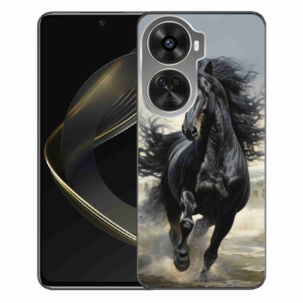 Gél borítás mmCase a Huawei Nova 12 SE-hez - futó fekete ló