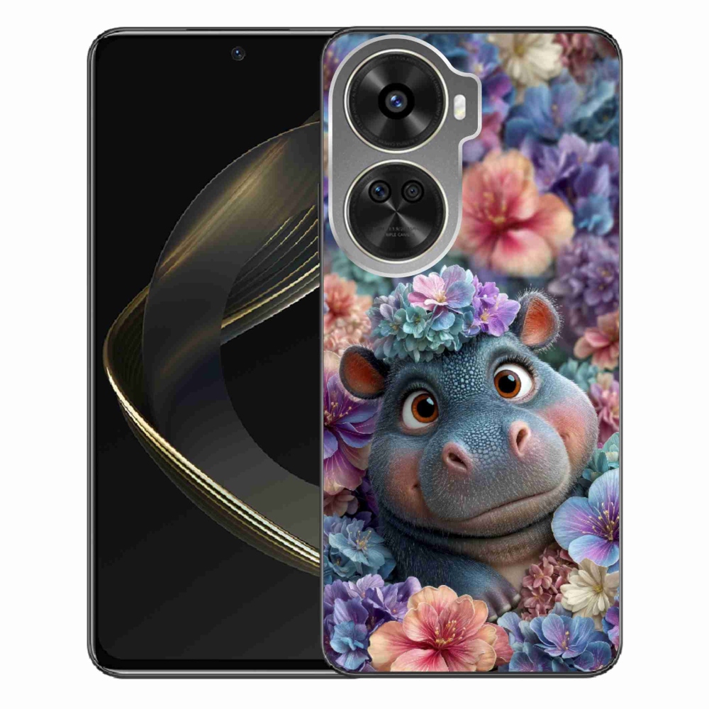 Gél borítás mmCase a Huawei Nova 12 SE-hez - víziló virágokban