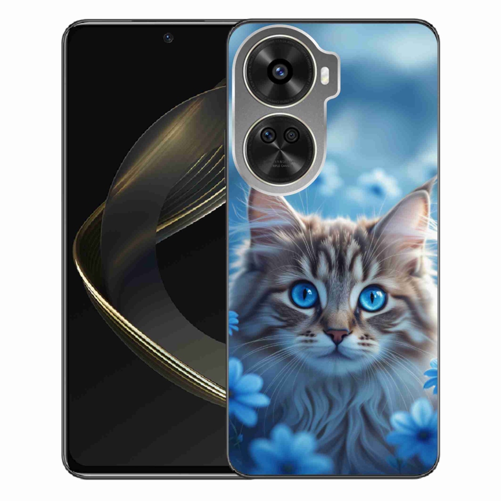 Gél borítás mmCase a Huawei Nova 12 SE-hez - kék virágos cica